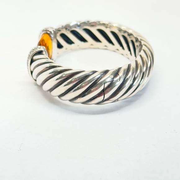 David Yurman 15mm Waverly Citrine Diamond Cable Cuff Bracelet .925 Sz M - Picture 5 of 9